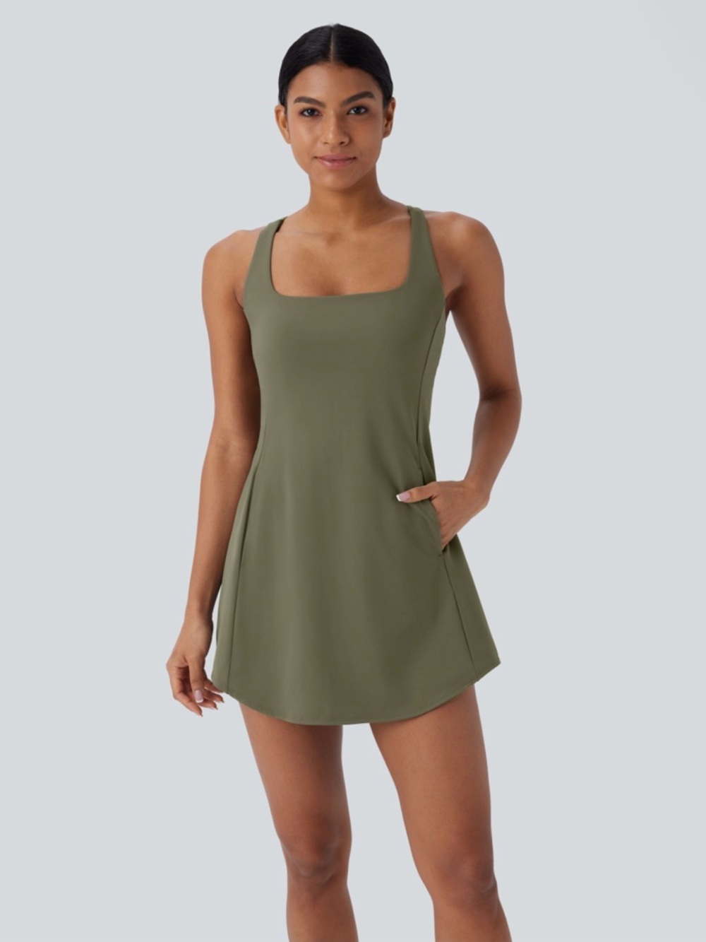 HALARA SoftlyZero Plush Cut Out Pocket Active Yoga Dress